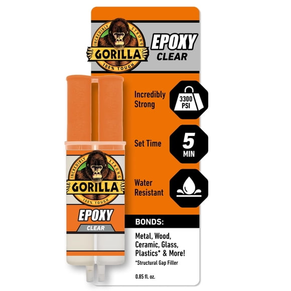 Jeringa Epoxy Gorilla transparente de 2 partes, 25 ml, juego de 5 minutos