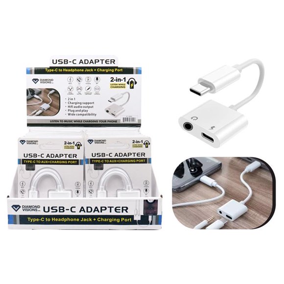 Adaptador 2 en 1 Diamond Visions White para todos los smartphones