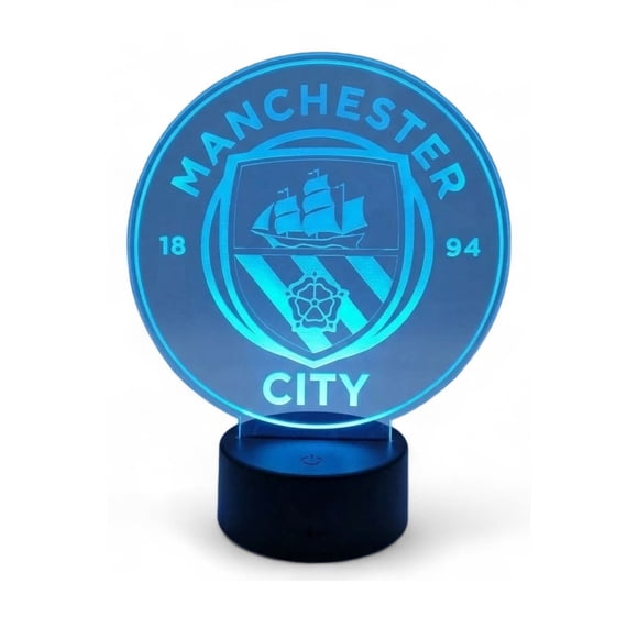 Lampara Ilusion 3D Manchester City de 7 colores, Base touch
