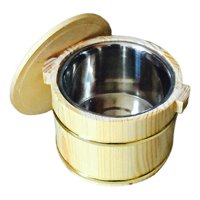 Magideal - Cubo De Arroz De Madera, Bañera Para Mezclar Arroz Con Tapa, Tazón Para Mezclar Arroz Duradero A La Moda, Tazón De Arroz Para Sushi Para Cocinar, Coci 20Cm Un