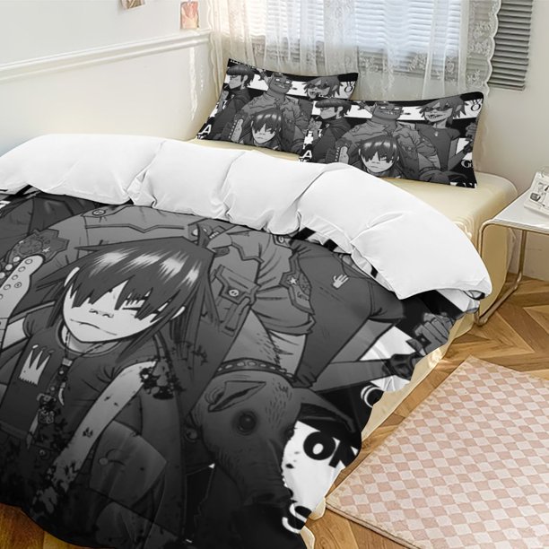 x465 Gorillaz 3-Piece Bedding Set Warm And Comfortable Soft Duvet Cover Bed Set with 1 Duvet Cover And 2 Pillowcases for Bedroom b465