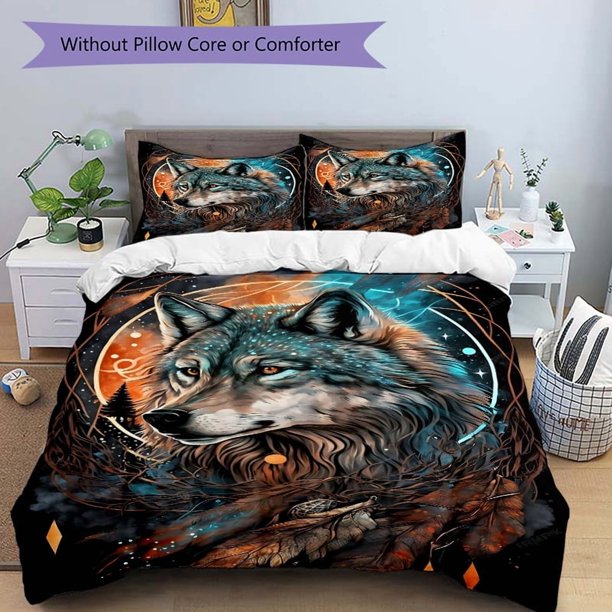 Bedding Featuring a Wolf Design from Nature'S Spirit Includes a Soft And Cozy Quilt Cover Suitable for Bedrooms And Guest Rooms (1 Duvet Cover + 2 Pillowcases P