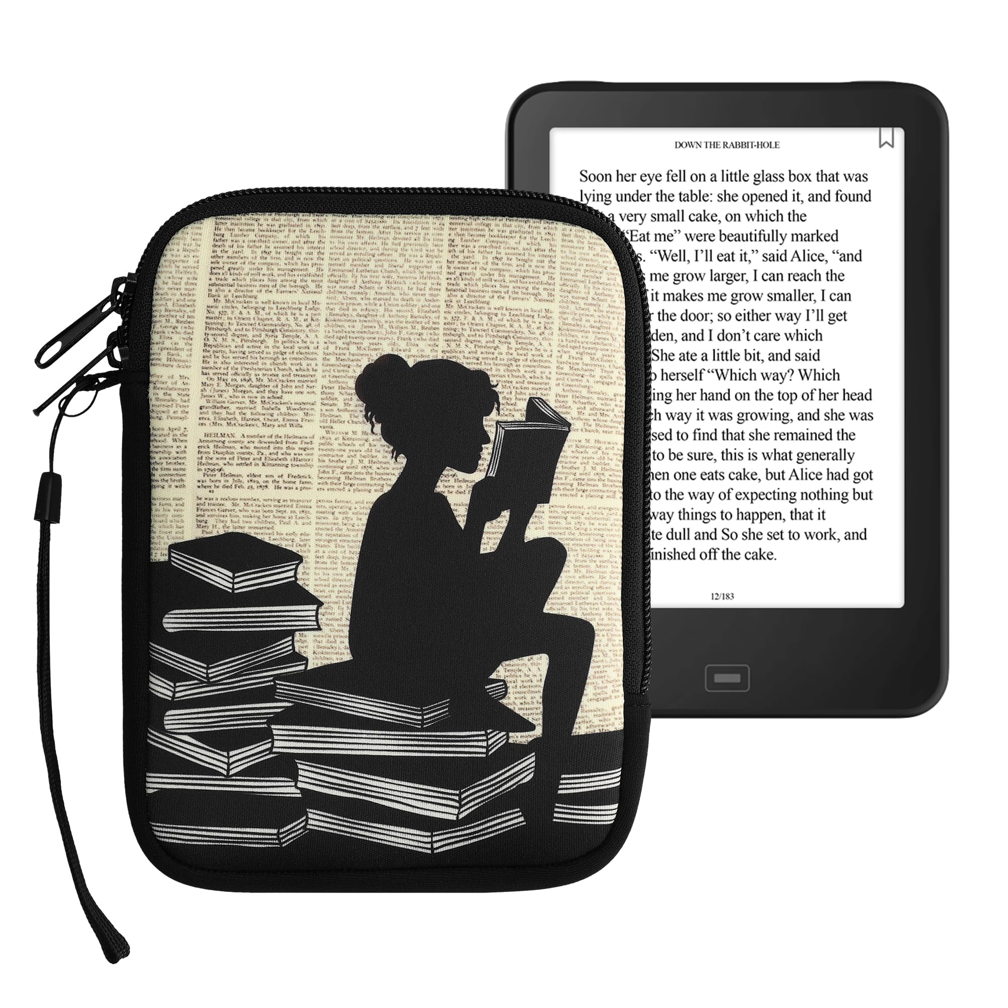 Funda Para Lector De Libros Electrónicos Kwmobile, Neopreno, Tamaño 6, Universal, Negro/beige