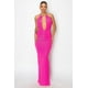 thumbnail image 2 of Saronite Vestido de Fiesta de Corte Alto, Elástico, con Escote en V Profundo, Espalda Descubierta y Abertura, Color Rosa (para Mujer), 2 of 2