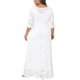 thumbnail image 4 of Vestidos fluidos de talla grande para mujer de Agnes Orinda con encaje floral, cuello redondo, mangas 3/4, vestido maxi de cóctel para boda y noche, talla 4X, blanco, 4 of 7