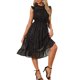 thumbnail image 4 of Vestido de Chifón sin Mangas con Cintura Fruncida y Estrellas Metálicas Doradas para Fiesta de INSPIRE CHIC para Mujer Negro L, 4 of 6