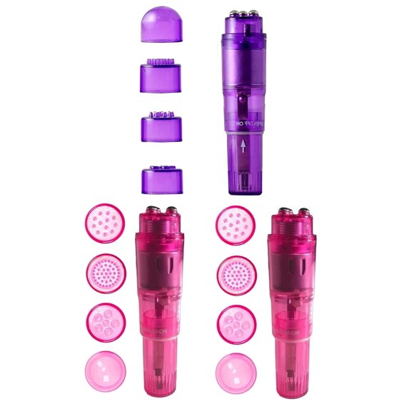 Masajeador portátil mini Gajoin de 4 cabezales, morado/rosa
