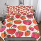thumbnail image 1 of Juego de funda nórdica y sábanas de microfibra con estampado dimensional de fresas y frutas lindas, fundas de almohada de microfibra suaves y hermosas, con cremallera invisible,, 1 of 3