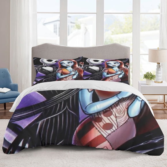 The Nightmare Before Christmas Bedding Sets Cartoon Duvet Cover Lightweight 3 Piece Bet Sets for Kids Boys Girls