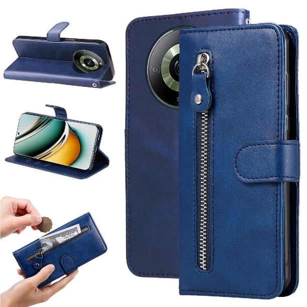 Funda con Cremallera para Realme 11 Pro, Carcasa Cartera de Cuero PU con Soporte y Tarjetero
