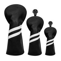 Ioensy - 3X Golf Wood Head Cover Headcover Con Protector De Etiqueta De Número Intercambiable Negro