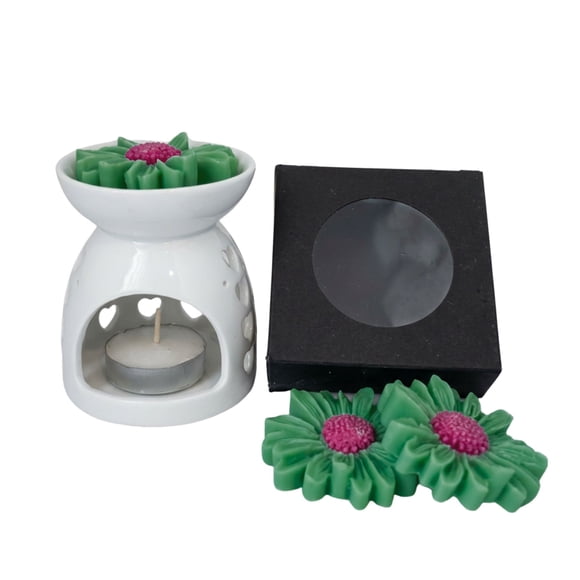 Set Pebetero Quemador de wax melt Margaritas Verdes