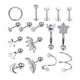 thumbnail image 4 of 17x Pendientes de oreja de material acero inoxidable Conjunto de joyas de para hombres Mujeres Pendientes Aros Barbell Stud Pendientes Hoop Stud Coraz Plata, 4 of 5