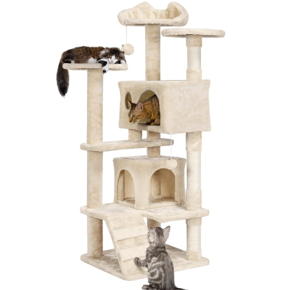 Torre para Gatos Yaheetech 137 cm con Condominio y Poste para Rascar