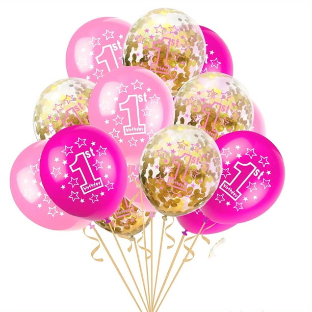 12pcs, 1 Year Old Balloon Confetti Set Baby Shower Birthday Party Decoration, Birthday Photo Prop, Birthday Party Anniversary Party Scene Decor Arrangement, Room Decor, Indoor Decor