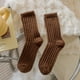 thumbnail image 1 of suxuMhao Calcetines Gruesos para Otoño y Invierno, Calcetines a Media Pantorrilla Calcetines hasta la Pantorrilla, Calcetines de Algodón Gruesos y Cálidos, Marrón Oscuro, Talla Única para la, 1 of 2
