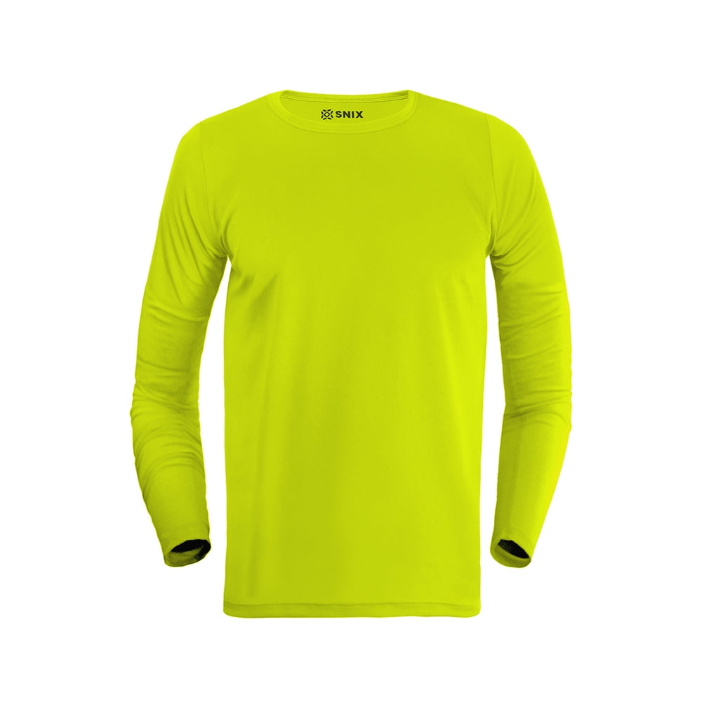 Snix - Polera Deportiva Infantil Dry Fit Manga Larga Amarillo Fluor Talla 12