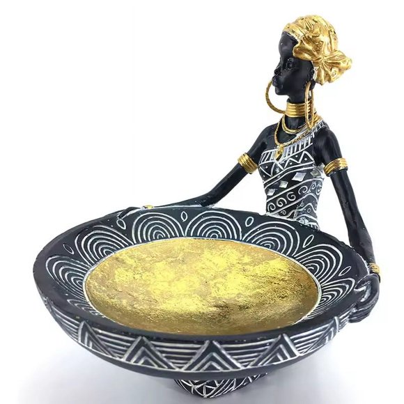 Figura Africana Fuente Escultura Resina