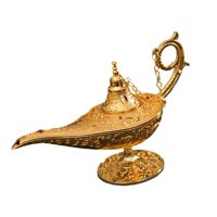 Magideal - Lámpara De De Metal Deseando Mesa De Luz Decoración Artesanía Arte Adornado En Relieve Para Fiesta Halloween Cumpleaños Clásico Retro Cuento , Dorado