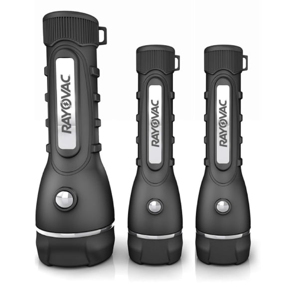 Linterna Rayovac Pack de 3 con agarre de goma y LED incluidos