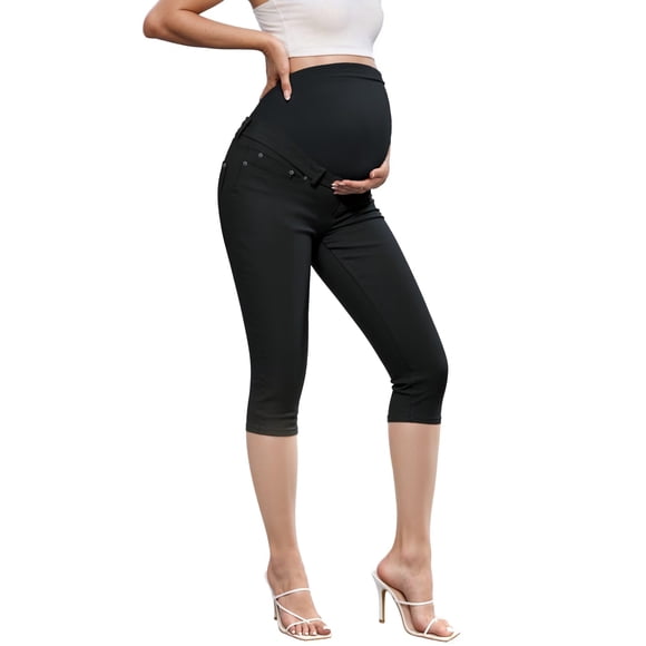 Hybrid & Company Pantalón Capri de Maternidad Negro S QM2835CDS