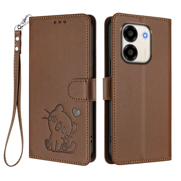 Funda Billetera con Espacio para Fotos para Honor X6e, Marrón
