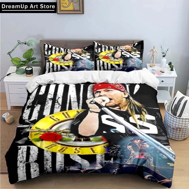 Guns N Roses GNR Band Retro Bedding Set Cute Quilt Cover Bed Cover With Pillowcase Boys