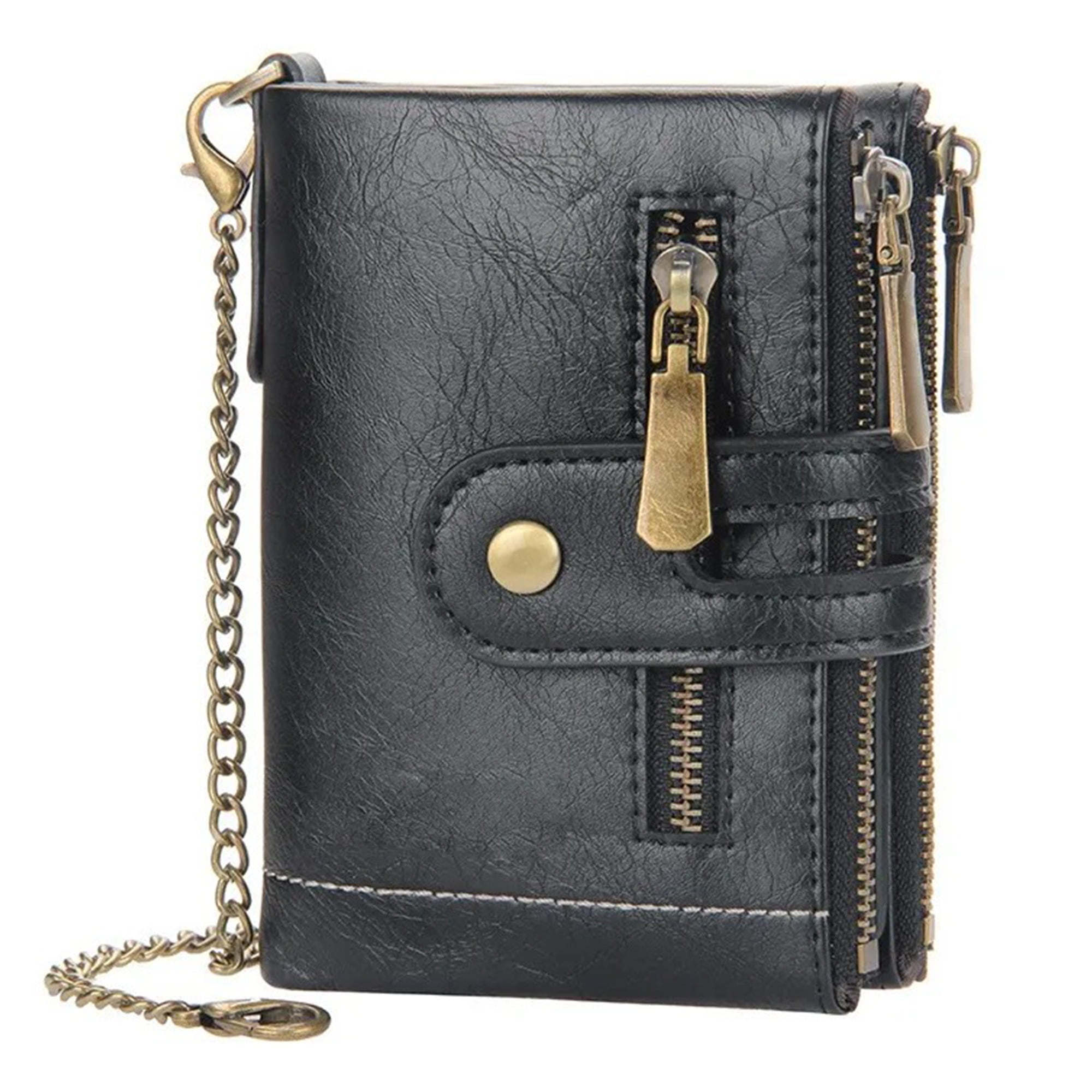 Genérica - Billetera Cuero Protección Antimagnética Con Cadena Negro