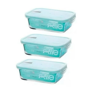Pack 3 Contenedores Hermetico Vidrio Rectangular 1000Ml Allegra