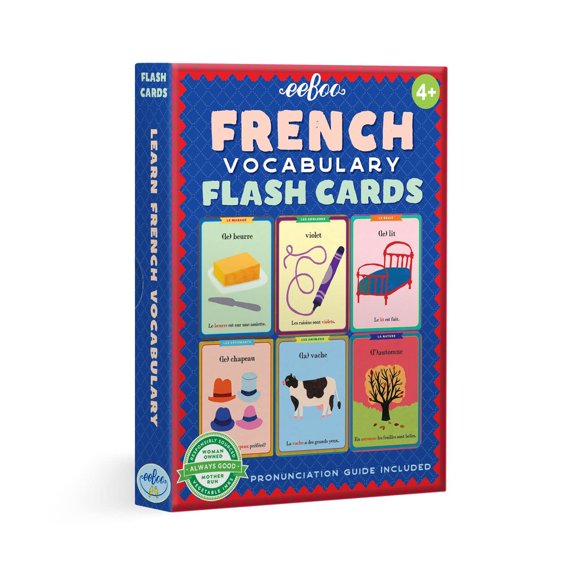 Tarjetas didácticas de vocabulario en francés eeBoo, 56 tarjetas para mayores de 4 años