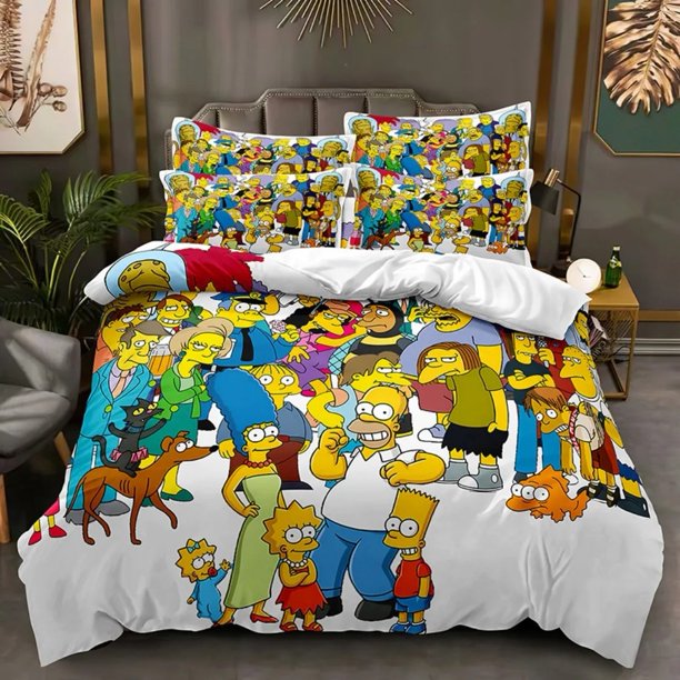 The Simpsons Cartoon 3D Printed Bedding Set No Comforter and Pillows Soft and Comfortable Polyester Set Bedroom Decoration Bed Sheets