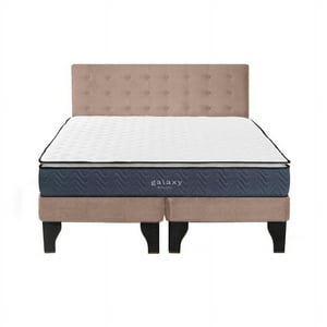 5° Sueño - Cama Europea Galaxy 2 Plazas + Respaldo Capitoné Negro Beige