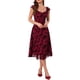 thumbnail image 2 of INSPIRE CHIC Vestidos de Malla para Mujer Gótico Vintage Escote Corazón Sin Mangas Volantes Jacquard Floral Vestido Línea A 2XL Burdeos, 2 of 6