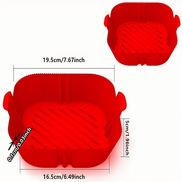 1/2PCS Square Air Fryer Silicone Pot Reusable Air Fryers Liners Oven Baking Tray Home Kitchen Air Fryer Accessories 7.67''x6.49''x1.96''