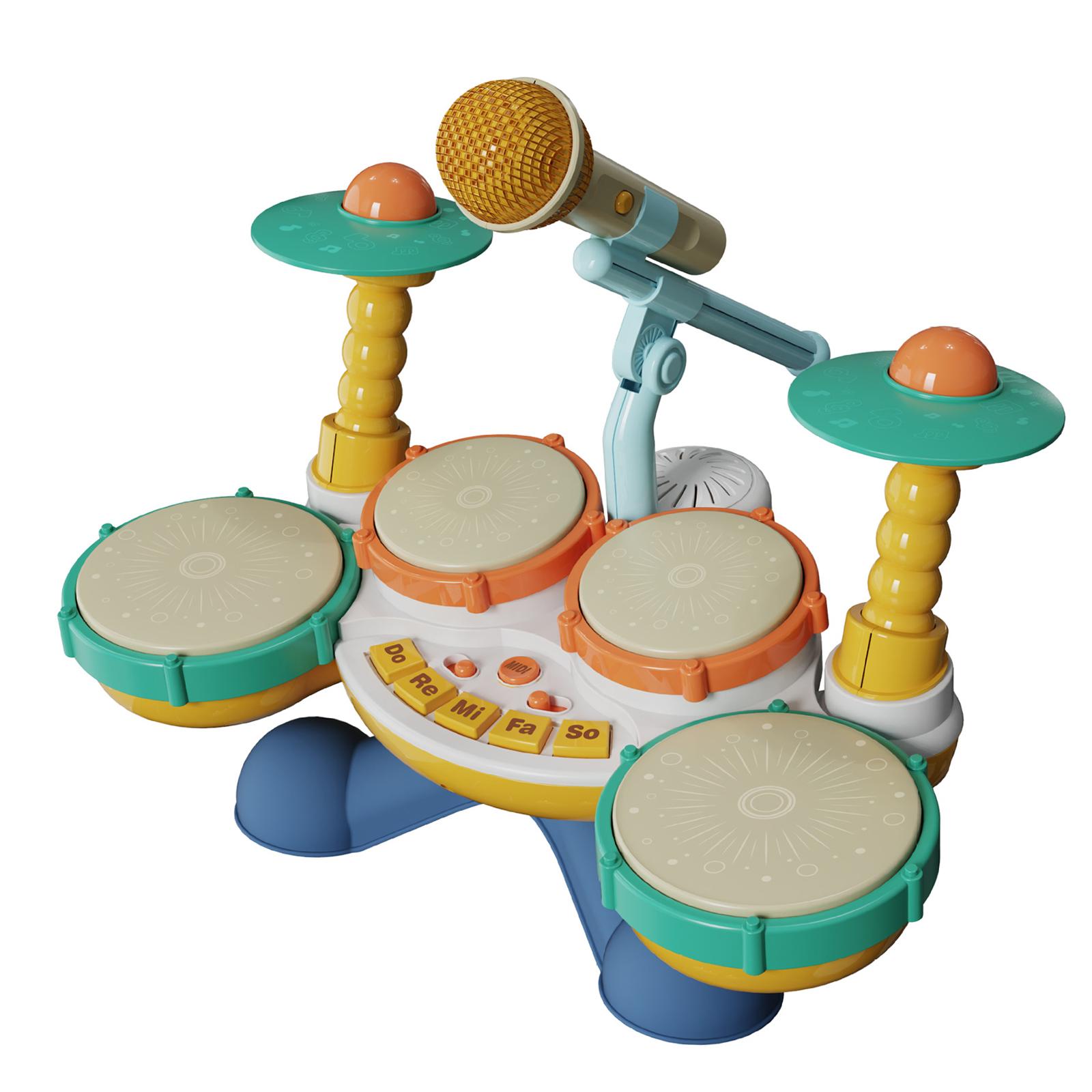 Magideal - Juego De Tambores Para Bebés Pequeños, Juguetes Iluminados, Duraderos De 3 Años Con Micrófono De Juguete, Juguetes Sensoriales Para Bebés, , Estilo B