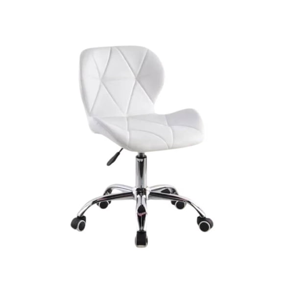 Silla de Escritorio Blanca Giratoria Regulable en Altura Eco Cuero con Ruedas