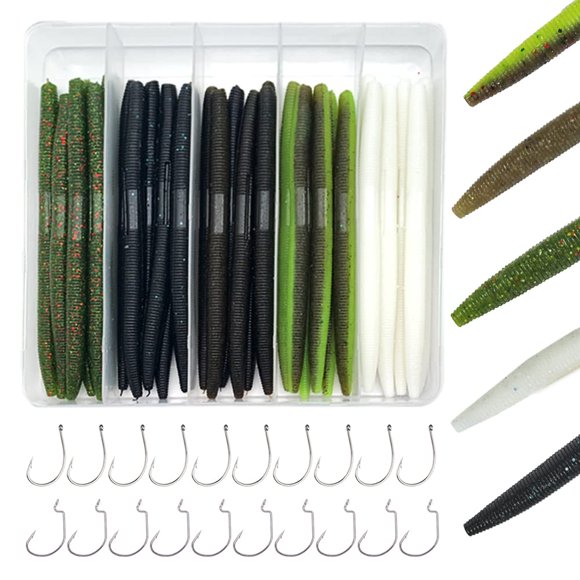 Kit de Anzuelos y Gusanos Senko SANTKOL 30 Piezas de 12,7 cm
