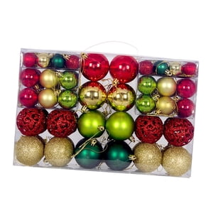 Magideal - 100X Adornos De Bolas De Navidad Decoraciones Colgantes Para De Navidad Bolas De Navidad Para Boda Fiesta De Graduación Aniversario De Año Nuevo Oro Rojo Verde Oscuro