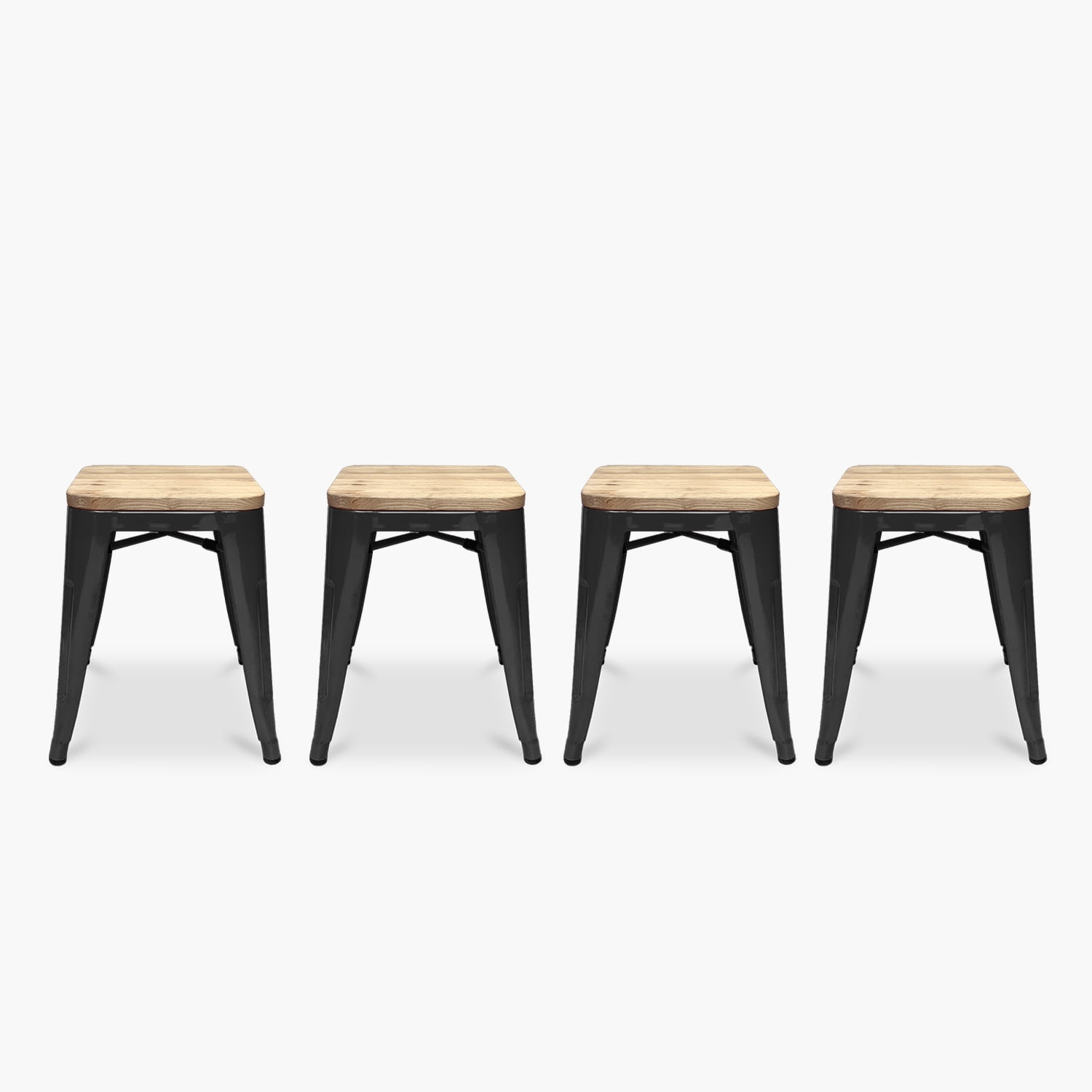 Form Design - Pack 4 Pisos Tolix Asiento Madera Negro