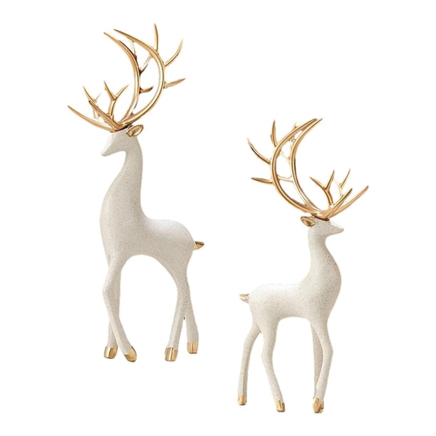 Decoración de Escultura de Ciervo, Regalos de Figuras de Ciervo, Estilo Europeo, Estatua de Animal de Resina Artística, Decoración de Estatua de Cierv Beige