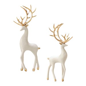 Magideal - Decoración De Escultura De Ciervo, Regalos De Figuras De Ciervo, Estilo Europeo, Estatua De Animal De Resina Artística, Decoración De Estatua De Cierv Beige
