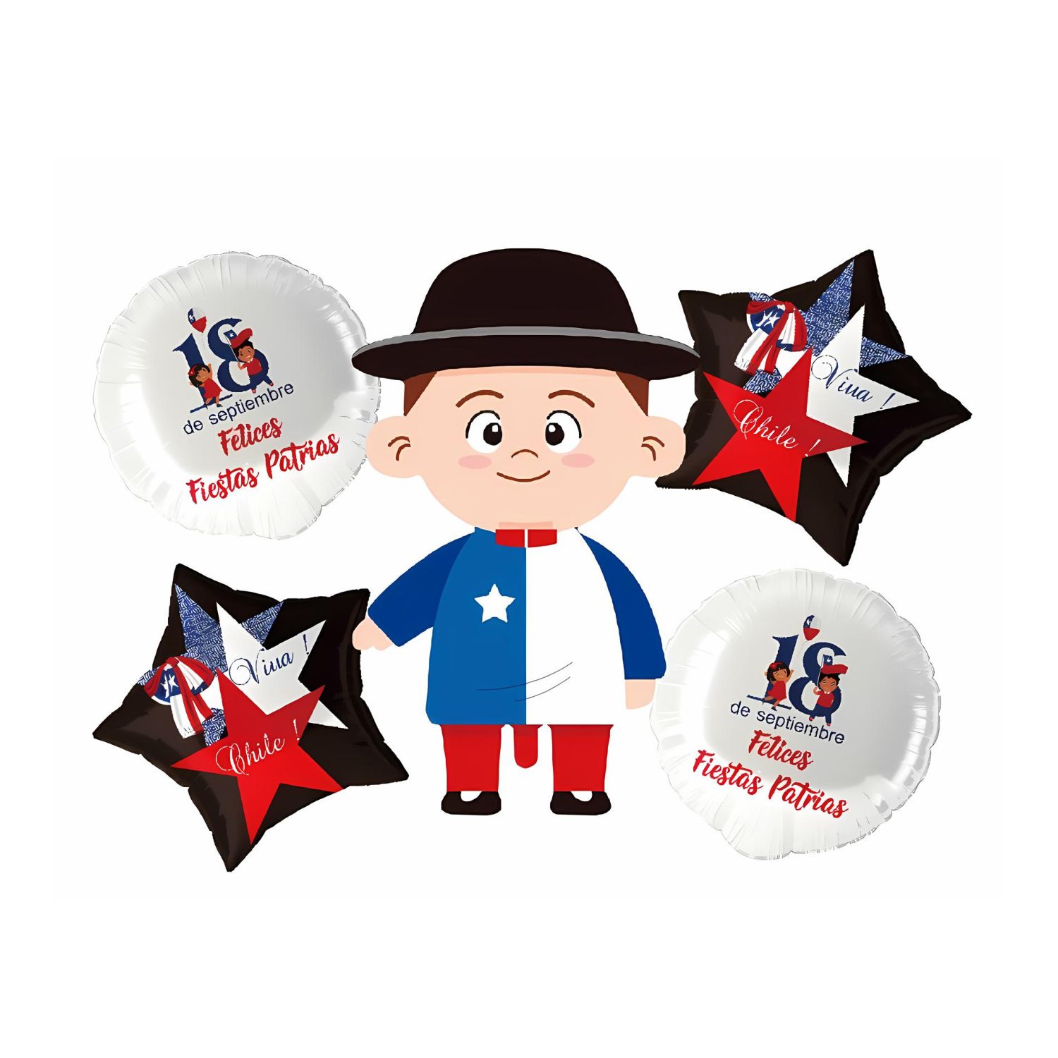 Genérico - Set De Globos Decorativos Niño Huaso Para Decorar 5 Pzas