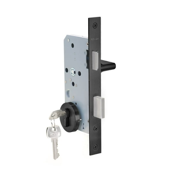 Cerradura de embutir puerta acceso principal. Cilindro ambos lados. Manilla interior derecha o izquierda, Modelo: MAITE. (Negro mate). SKU: SDE200-BL.KIT.MAITE1/2