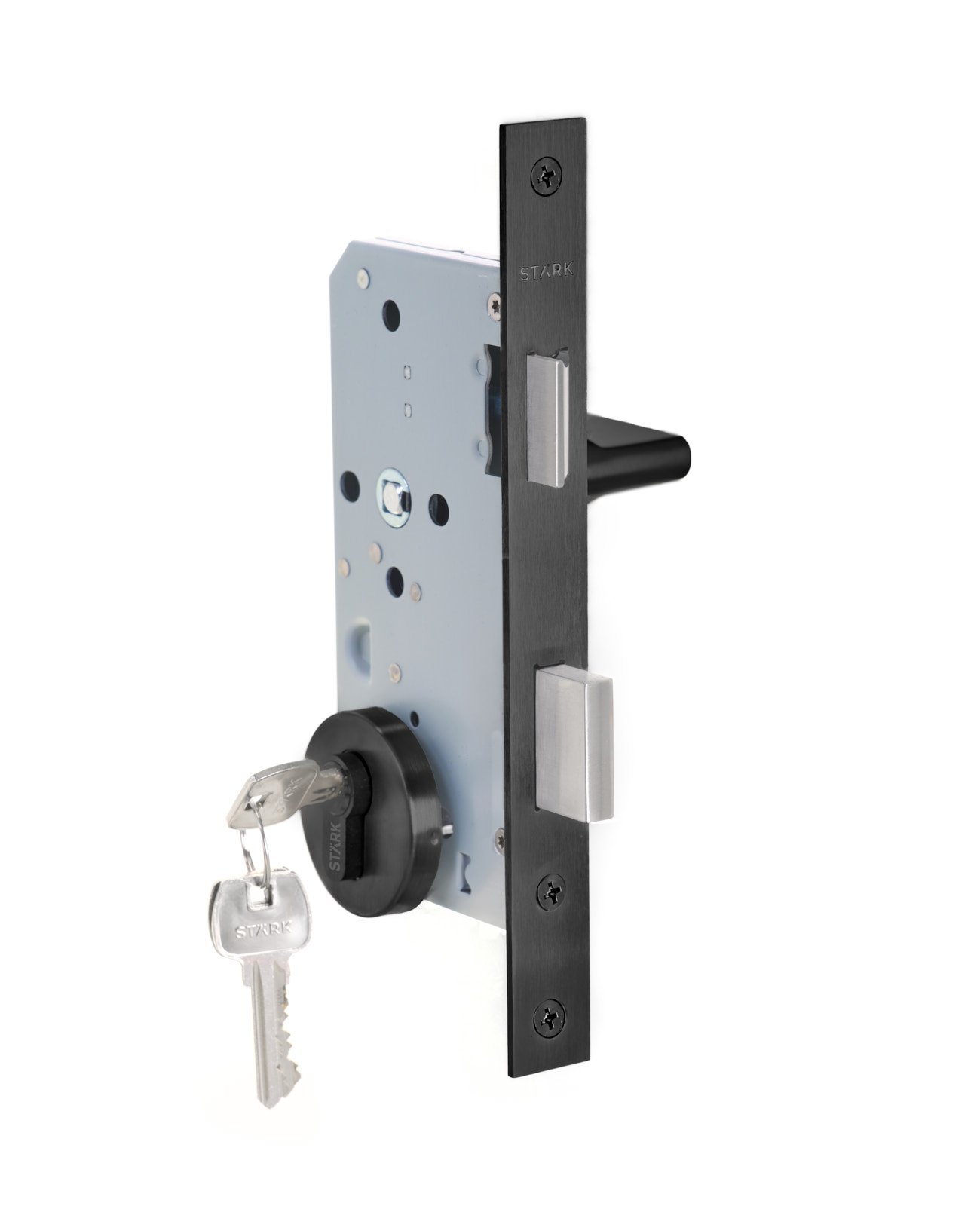 Stark Design - Cerradura De Embutir Puerta Acceso Principal. Cilindro Ambos Lados. Manilla Interior Derecha O Izquierda, Modelo: Maite. (Negro Mate). Sku: Sde200-Bl.Kit.Maite1/2