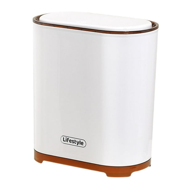 Contenedor De Basura Para Baño, Bote De Basura Delgado Para Garaje, Lavandería, Entrada, Marrón