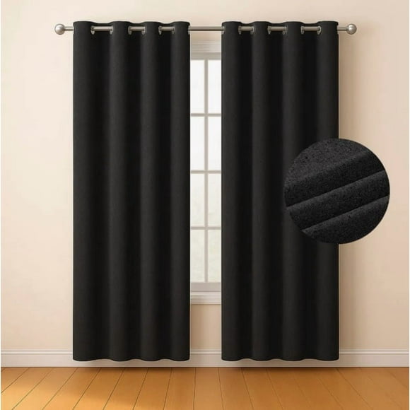 Cortinas Blackout 2 Paños 140x220 Lino Doble Faz Negro