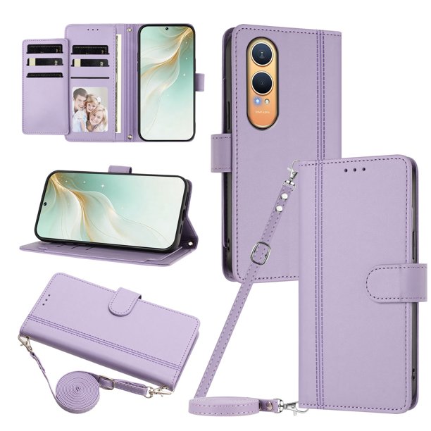 Funda Billetera de Cuero Sintético para OnePlus Nord CE4 Lite 5G, Morado Claro
