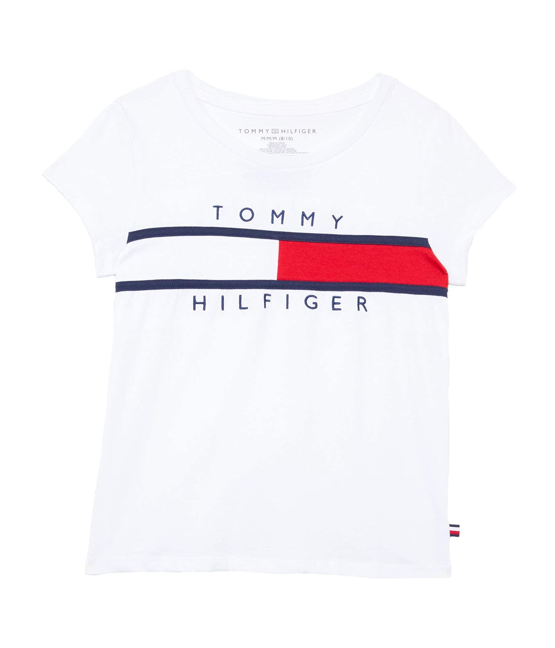 Camiseta Tommy Hilfiger De Manga Corta Para Niñas, Algodón Blanco, 2T