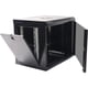 thumbnail image 3 of Gabinete de montaje en pared de 9U para servidores de red IT con cerradura para puerta y paneles laterales, color negro, ventilador de refrigeración, puerta de vidrio, 3 of 8
