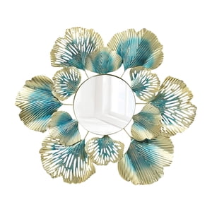 Bothyi - Decoración De Pared De Metal, Espejo Colgante De Pared Artístico, Espejo Decorativo Para Armario De Bar, Azul Áureo